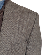Atelier Torino x Abraham Moon Sport Coat 48R Light Brown Herringbone 2-button Wool Yorkshire Tweed