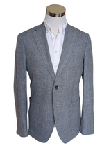 TM Lewin Sondrio 40L Blue-Grey Plaid Cotton/Linen