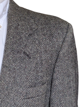 Vintage Marks & Spencer British Sport Coat 38/40R Black/White Herringbone 2-button Wool Tweed