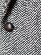 Vintage Marks & Spencer British Sport Coat 38/40R Black/White Herringbone 2-button Wool Tweed