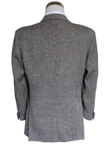 Vintage Marks & Spencer British Sport Coat 38/40R Black/White Herringbone 2-button Wool Tweed