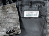 Vintage Marks & Spencer British Sport Coat 38/40R Black/White Herringbone 2-button Wool Tweed