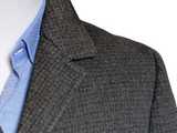 Vintage Burton Royal Warrant Half Raglan Coat L/42 Charcoal Olive-Grey Check 3-button Heavy Wool