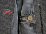 Vintage Burton Royal Warrant Half Raglan Coat L/42 Charcoal Olive-Grey Check 3-button Heavy Wool