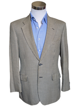 Vintage Marks & Spencer St Michael Blazer 38/40R Cream Check 2-button Wool/Silk