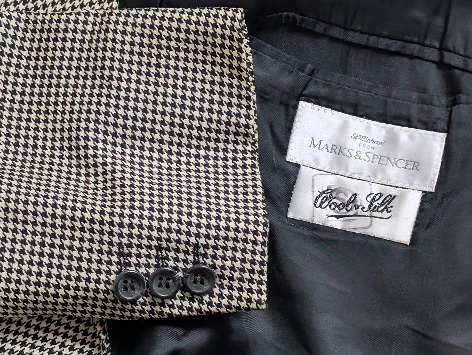 UK製 MARKS&SPENCER サファリジャケット St.michael Vintage Marks & Spencer St Michael Blazer 38/40R Cream Check 2
