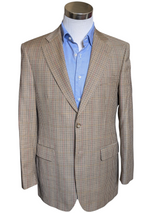 Vintage Marks & Spencer St Michael Sport Coat 38/40R Tan Check 2-button Wool