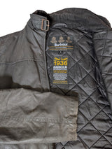 Barbour Bomber Jacket S Charcoal Brown Track Waxed Cotton