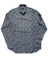 Gherardi Shirt 15.75 Pale Blue Tropical Print Linen
