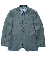 John Lewis x Leomaster Sport Coat 38R Teal Herringbone 2-button Linen
