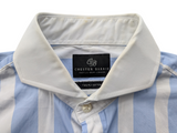 Chester Barrie Shirt 16 Blue/White Striped Cotton Canclini