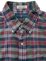 Polo Ralph Lauren Shirt M Dark Multi-Colored Plaid Madras Cotton