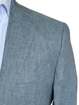 John Lewis x Leomaster Sport Coat 38R Teal Herringbone 2-button Linen