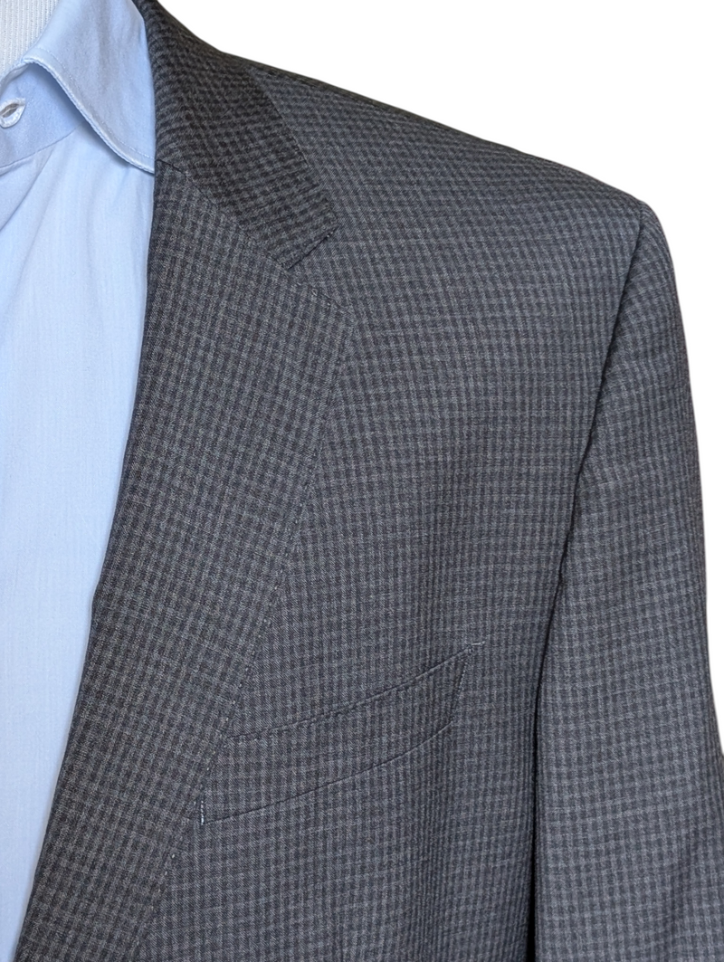 Hugo Boss Suit 44R Charcoal Check Wool Reda – eHABERDASHER