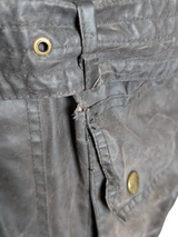Barbour International Belted Jacket S Brownish Grey Waxed Cotton Union Jack