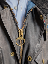 Barbour International Belted Jacket S Brownish Grey Waxed Cotton Union Jack