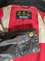 Barbour International Belted Jacket S Brownish Grey Waxed Cotton Union Jack