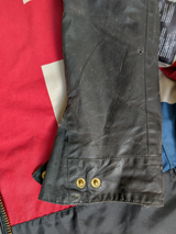 Barbour International Belted Jacket S Brownish Grey Waxed Cotton Union Jack