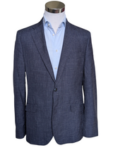 Moss Bros Reda Sport Coat 42L Blue Plaid Wool Blend
