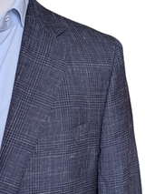 Moss Bros Reda Sport Coat 42L Blue Plaid Wool Blend