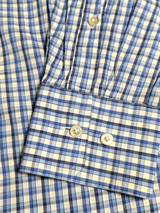Pal Zileri Shirt L/16 Light Blue Plaid Cotton/Linen One-piece Collar