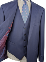Benjamin 3-Piece Suit Navy Striped 2-Button Wool
