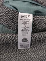 Marks & Spencer Abraham Moon Sport Coat 38R Grey Herringbone Wool Tweed