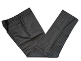 Luigi Bianchi Lubiam Trousers 35 Charcoal Chalk Stripe Striped Flat Front Tailored fit Wool Flannel