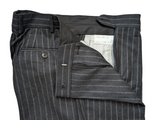 Luigi Bianchi Lubiam Trousers 35 Charcoal Chalk Stripe Striped Flat Front Tailored fit Wool Flannel