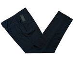 Luigi Bianchi Lubiam Trousers 42 Navy Blue Plaid Flat Front Full Fit Wool REDA