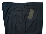 Luigi Bianchi Lubiam Trousers 42 Navy Blue Plaid Flat Front Full Fit Wool REDA
