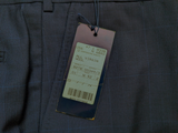 Luigi Bianchi Lubiam Trousers 42 Navy Blue Plaid Flat Front Full Fit Wool REDA