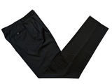 Luigi Bianchi Lubiam Trousers 33 Black Striped Pleated front Full Fit Wool