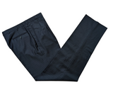 Luigi Bianchi Lubiam Trousers 36 Navy Blue Graph Check Pleated Full Fit Wool
