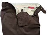 Luigi Bianchi Mantova Trousers 34 Dark Brown Pleated front Full Fit Wool