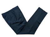 Luigi Bianchi Mantova 34 Navy Blue Plaid Flat Front Tailored Fit Wool