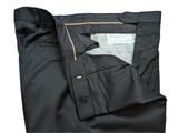 Luigi Bianchi Trousers 36 Black Flat Front Tailored fit Wool