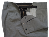 Luigi Bianchi Lubiam Trousers 40x31.5 Black/White Check Flat Front Full Fit Wool