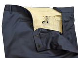 Luigi Bianchi Lubiam Trousers 38 Dark Cadet Blue Pleated front Full Fit Wool