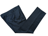 Luigi Bianchi Lubiam Trousers 44 Dark Navy Blue Striped Pleated front Full Fit Wool VBC