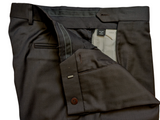 Luigi Bianchi Mantova 34 Dark Brown Flat Front Tailored Fit Wool