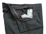 Luigi Bianchi Trousers 35 Charcoal Hairline Striped Flat Front Tailored fit Wool