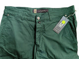Marco Pescarolo 5 Pocket Trousers 32/33 Green Flat Front Cotton/Elastane