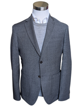 TM Lewin REDA Soft Suit 38R Charcoal Micro Check 2-Button Pure Wool