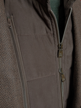 Corneliani ID Sport Coat 42R Brown Herringbone Wool/Cashmere with Leather Trim