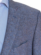 Shetland Sport Coat 48R Blue Donegal 2-button Wool Tweed