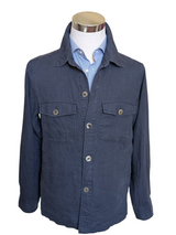Oscar Jacobson Maverick Overshirt/Jacket L Slim Navy Blue Linen