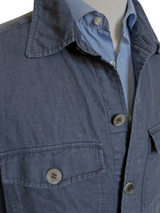 Oscar Jacobson Maverick Overshirt/Jacket L Slim Navy Blue Linen