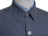 Oscar Jacobson Maverick Overshirt/Jacket L Slim Navy Blue Linen