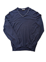 Cruciani Sweater S/48 Navy V-Neck Cotton
